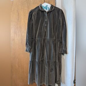 Vintage Frances Henaghan Gray Cotton Velvet Tiered Dress size 6